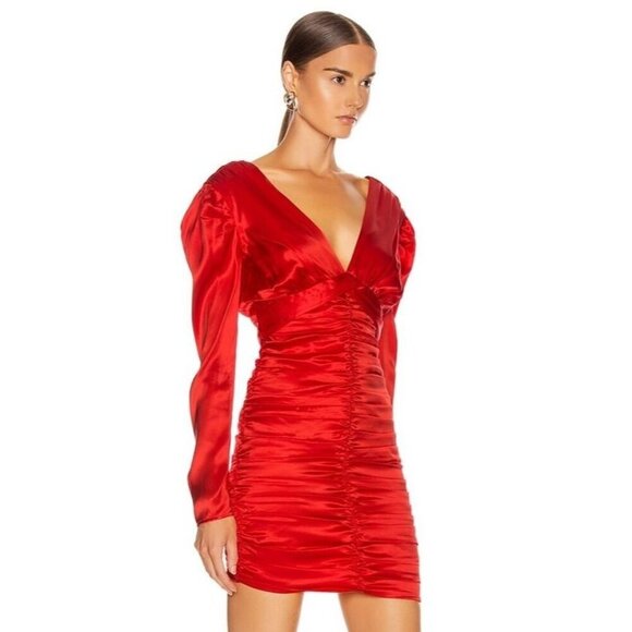 NWT NICHOLAS Gathered Party Dress in Scarlet Red $698 - Picture 1 of 14
